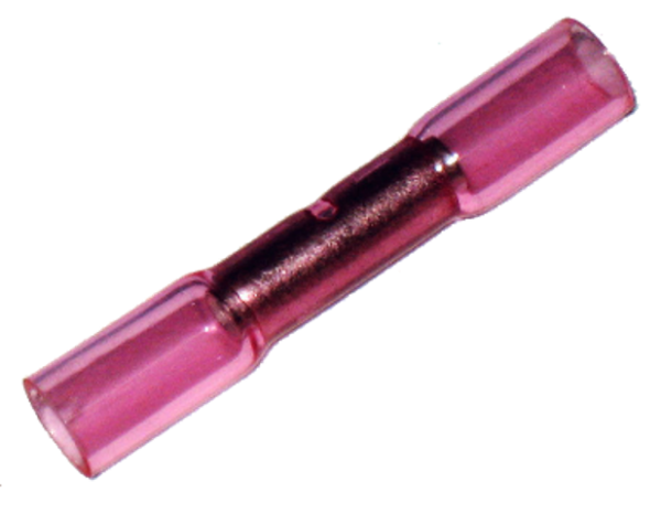 (66.001) Schrumpfschlauch Stoßverbinder 0,5mm²-1,5mm² Rot mit Kleber Typ CSSV (100 Stück)