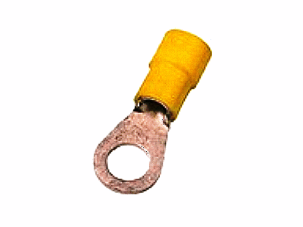 4mm²-6mm² (M8) PVC Ring Terminal YELLOW (100 Pieces)