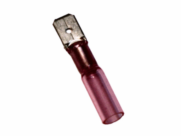 (60.001) Schrumpfschlauch Flachstecker 0,5mm²-1,5mm² Rot mit Kleber Typ CSFS (100 Stück)