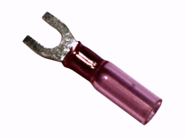 (69.100) Schrumpfschlauch Gabelverbinder 0,5mm²-1,5mm² Rot M4 mit Kleber Typ CSGV (100 Stück)